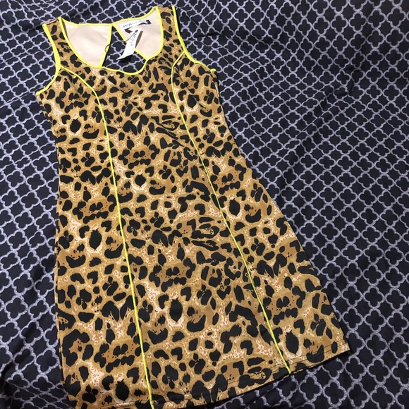 Nasty Gal X MINKPINK Women Lime Green Casual Dress Sz Small Leopard Cheetah - Picture 8 of 10
